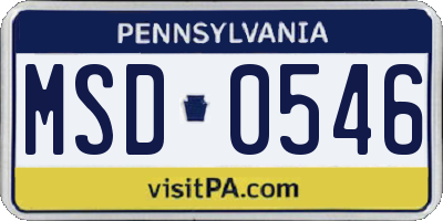 PA license plate MSD0546