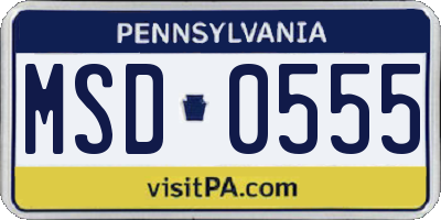 PA license plate MSD0555