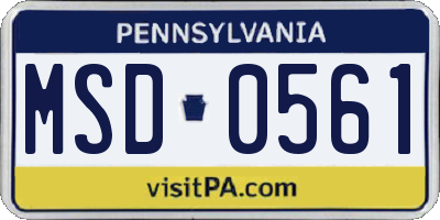 PA license plate MSD0561