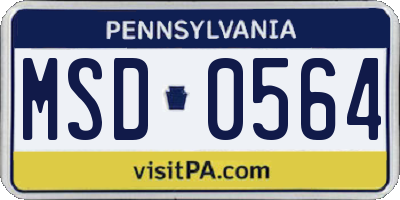 PA license plate MSD0564