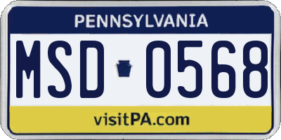 PA license plate MSD0568