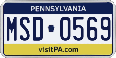 PA license plate MSD0569