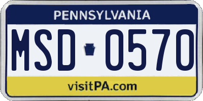 PA license plate MSD0570