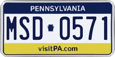 PA license plate MSD0571