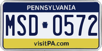 PA license plate MSD0572
