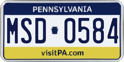 PA license plate MSD0584