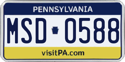 PA license plate MSD0588