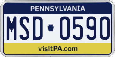 PA license plate MSD0590