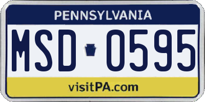 PA license plate MSD0595