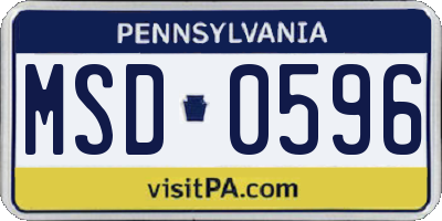 PA license plate MSD0596