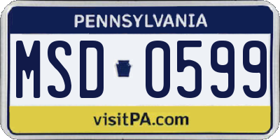 PA license plate MSD0599