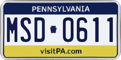 PA license plate MSD0611