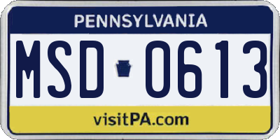 PA license plate MSD0613