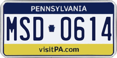 PA license plate MSD0614