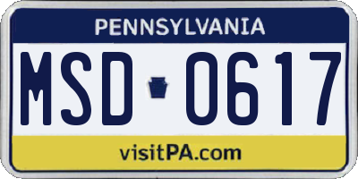 PA license plate MSD0617