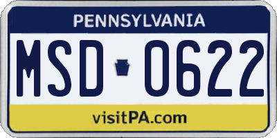 PA license plate MSD0622