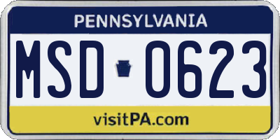 PA license plate MSD0623