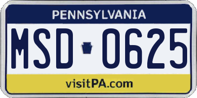 PA license plate MSD0625