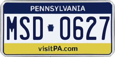 PA license plate MSD0627
