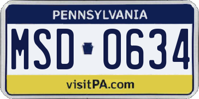PA license plate MSD0634