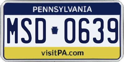 PA license plate MSD0639