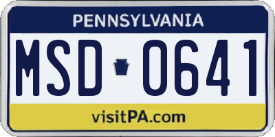 PA license plate MSD0641