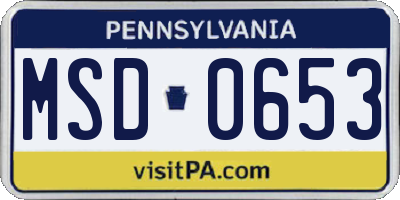 PA license plate MSD0653