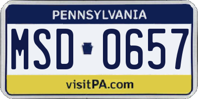 PA license plate MSD0657