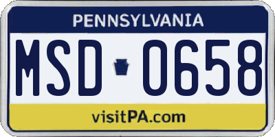 PA license plate MSD0658