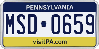 PA license plate MSD0659