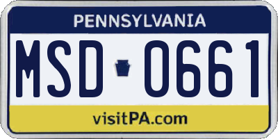 PA license plate MSD0661