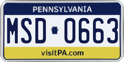 PA license plate MSD0663