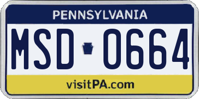 PA license plate MSD0664