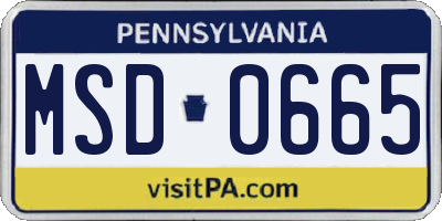 PA license plate MSD0665