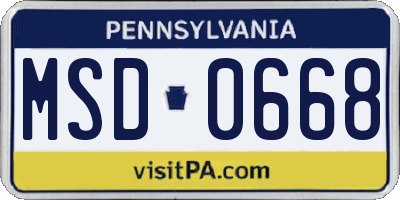 PA license plate MSD0668
