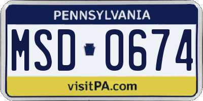 PA license plate MSD0674