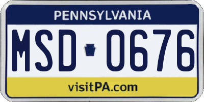 PA license plate MSD0676