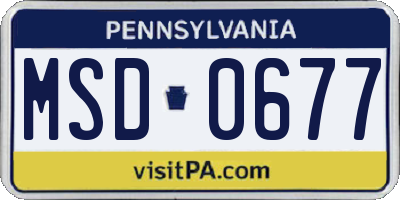 PA license plate MSD0677