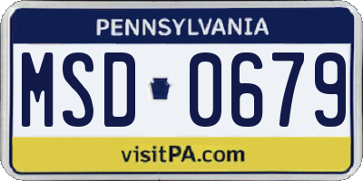 PA license plate MSD0679
