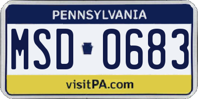 PA license plate MSD0683
