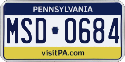 PA license plate MSD0684