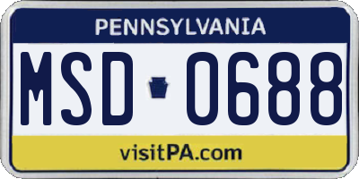 PA license plate MSD0688