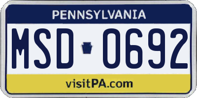 PA license plate MSD0692