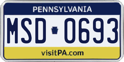 PA license plate MSD0693