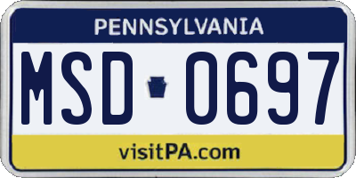 PA license plate MSD0697