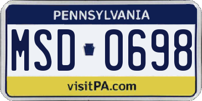 PA license plate MSD0698