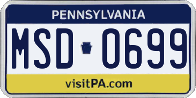 PA license plate MSD0699