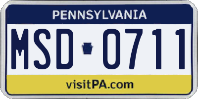 PA license plate MSD0711