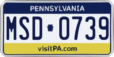 PA license plate MSD0739