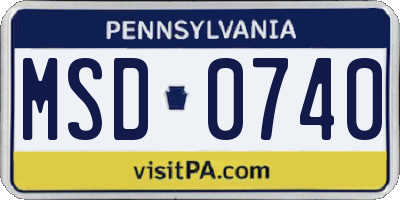 PA license plate MSD0740